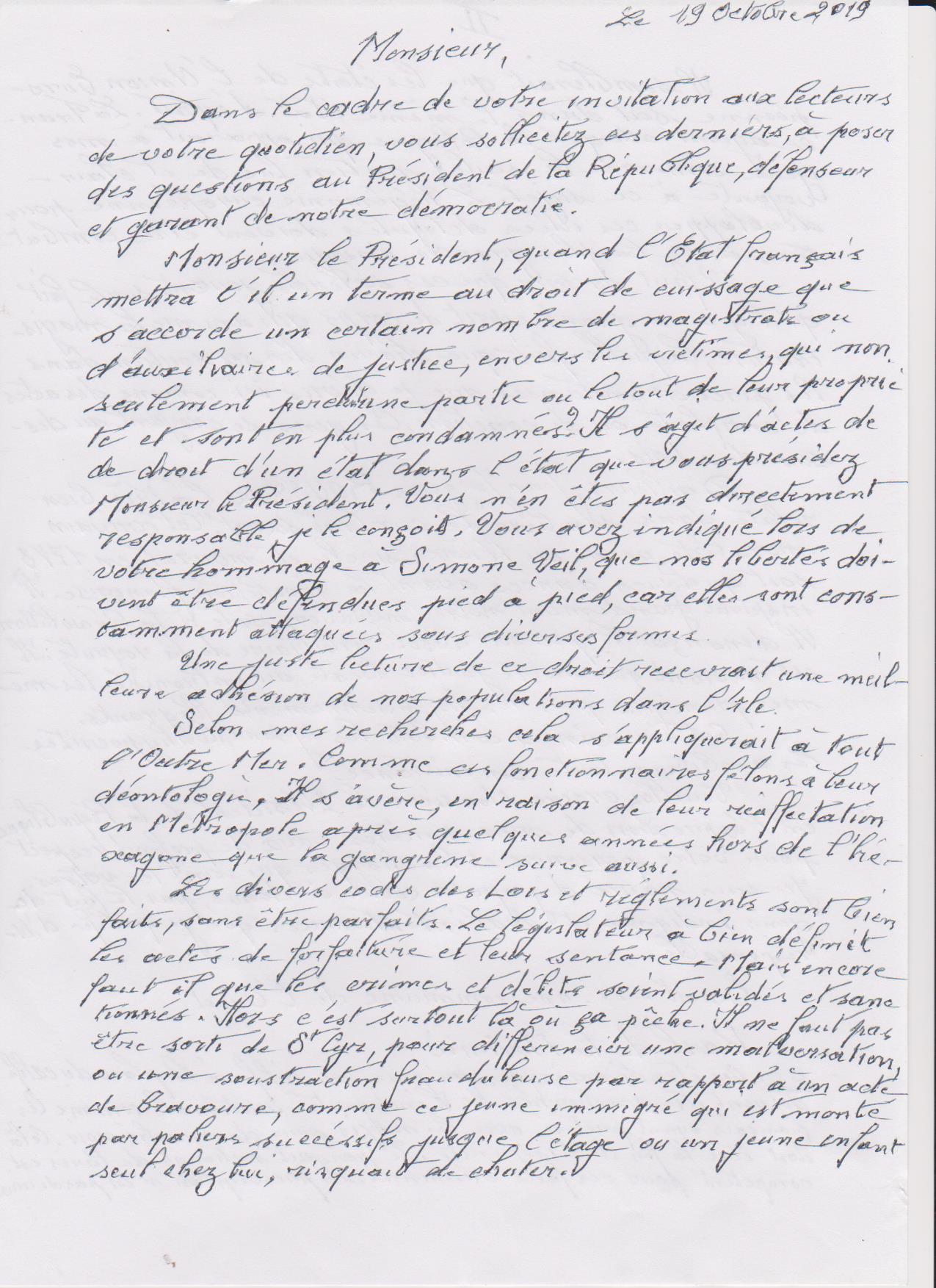 Lettre d'un citoyen au Président de la République