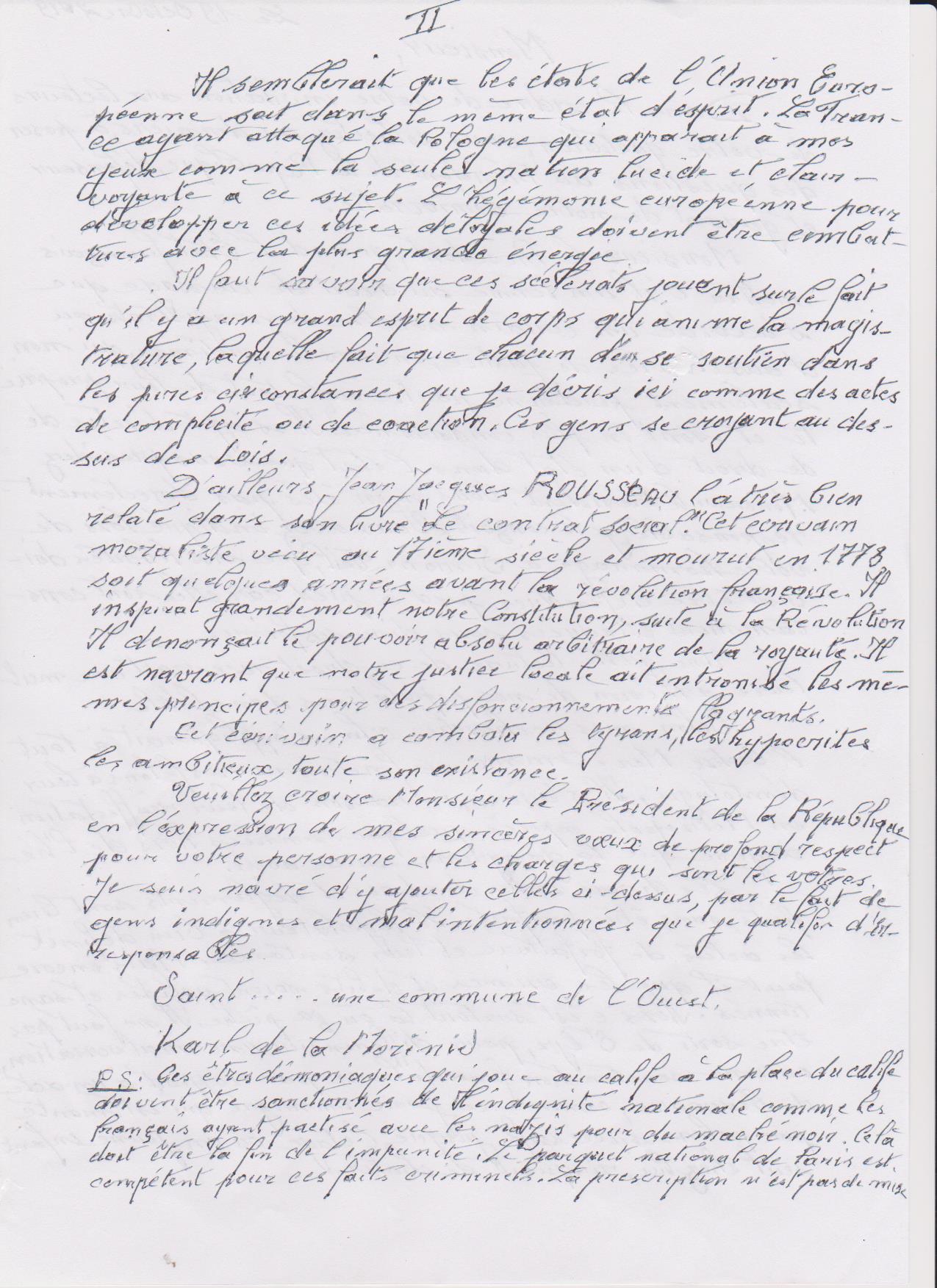 Lettre d'un citoyen au Président de la République