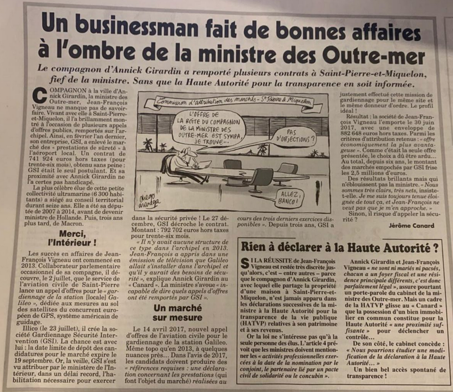 Le Canard enchainé épingle Annick Girardin pour un défaut de transparence sur ses liens avec son concubin