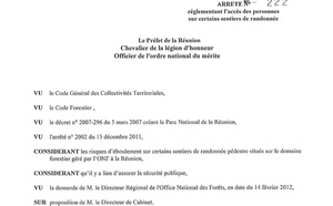 Interdiction d'accès de certains sentiers de randonnées