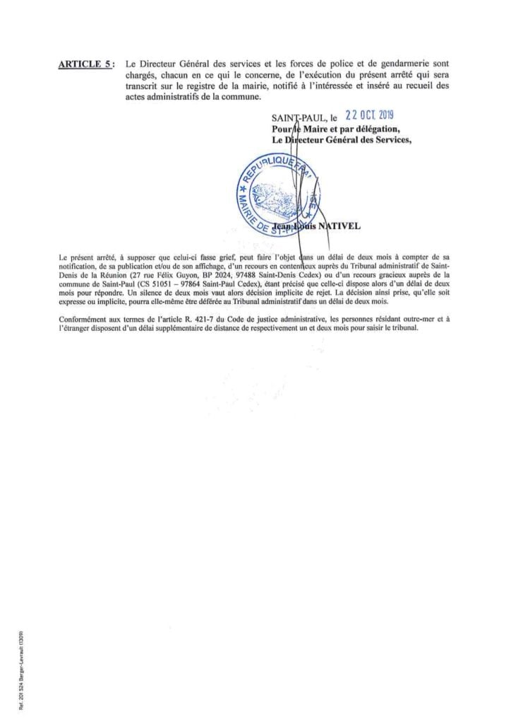 Réglementation provisoire de la circulation et du stationnement le 24 octobre à Savanna