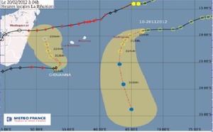 Giovanna à 575 km au Sud-Sud-Ouest de la Réunion