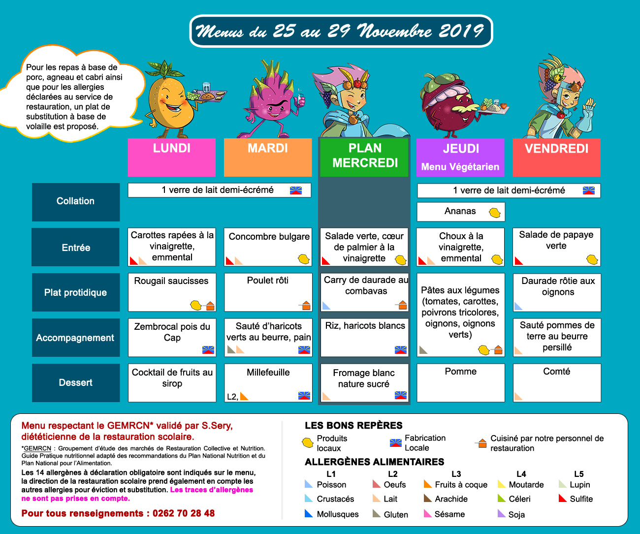 Des changements dans le menu de la cantine