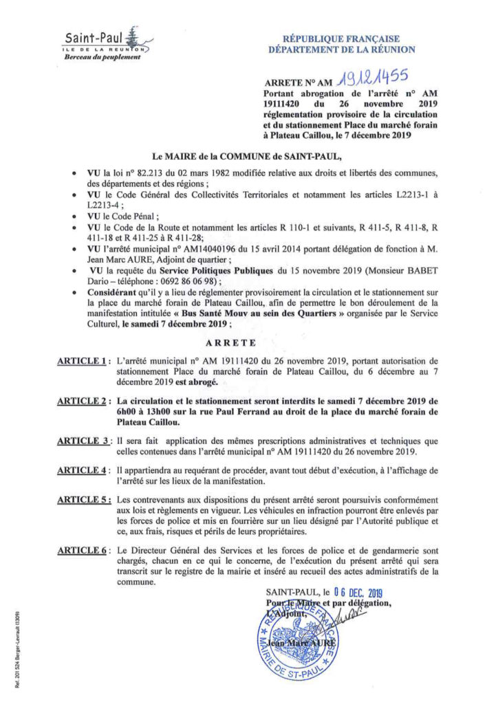 Circulation et stationnement interdits le 7 décembre 2019 sur la rue Paul Ferrand