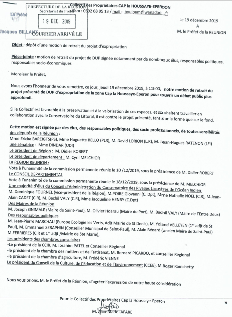 Le collectif des propriétaires du Cap la Houssaye-Eperon reçu en préfecture