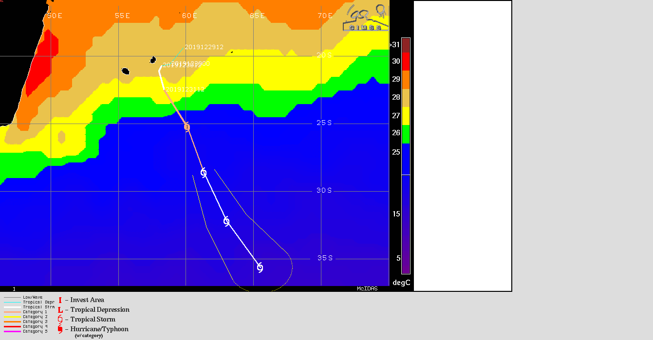 Mercredi/04h: CALVINIA devient cyclone tropical en 2020 mais fonce sur des eaux plus froides