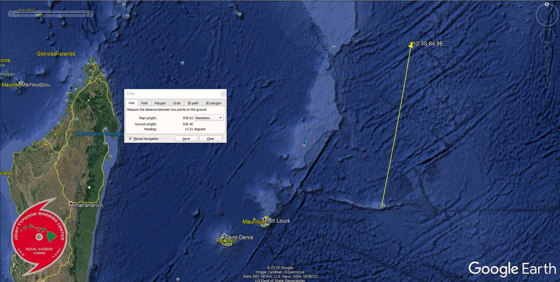 [JTWC] 94S: bulletin d'alerte de formation cyclonique dans les 24heures loin au Nord-Est de Rodrigues