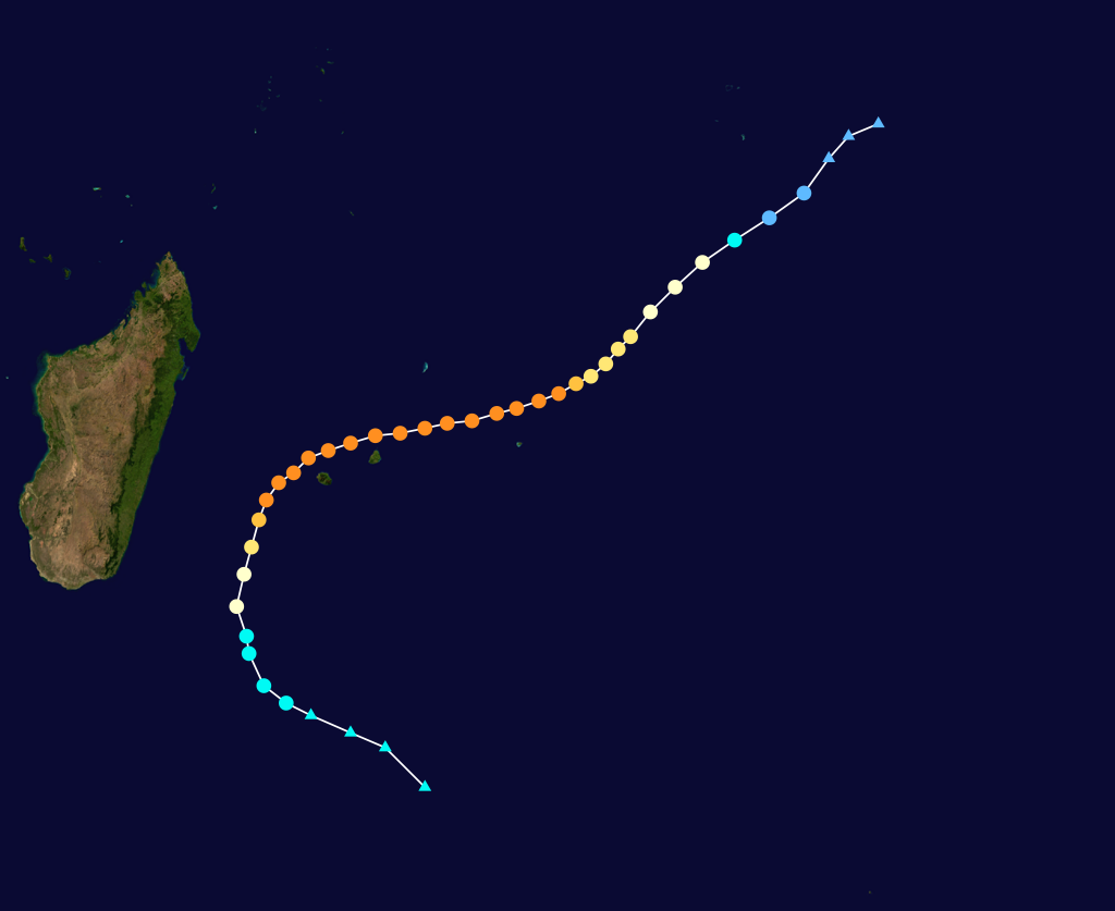 Cyclone intense DINA le 22 Janvier 2002: dur à croire mais la Réunion et Maurice ont échappé au pire