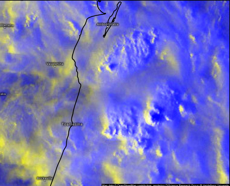 Future tempête: météosat HD: explosion nuageuse au large de Tamatave