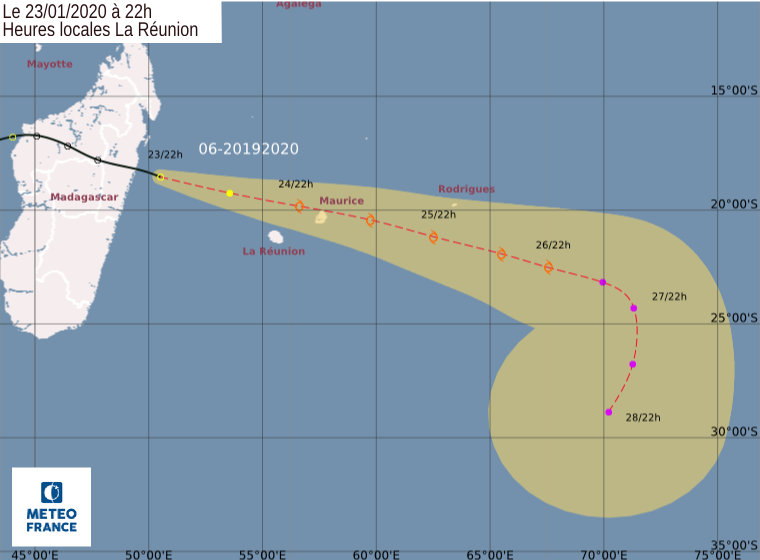  [Météo France] zone perturbée 6: intensification graduelle et passage au Nord de la Réunion en soirée de vendredi