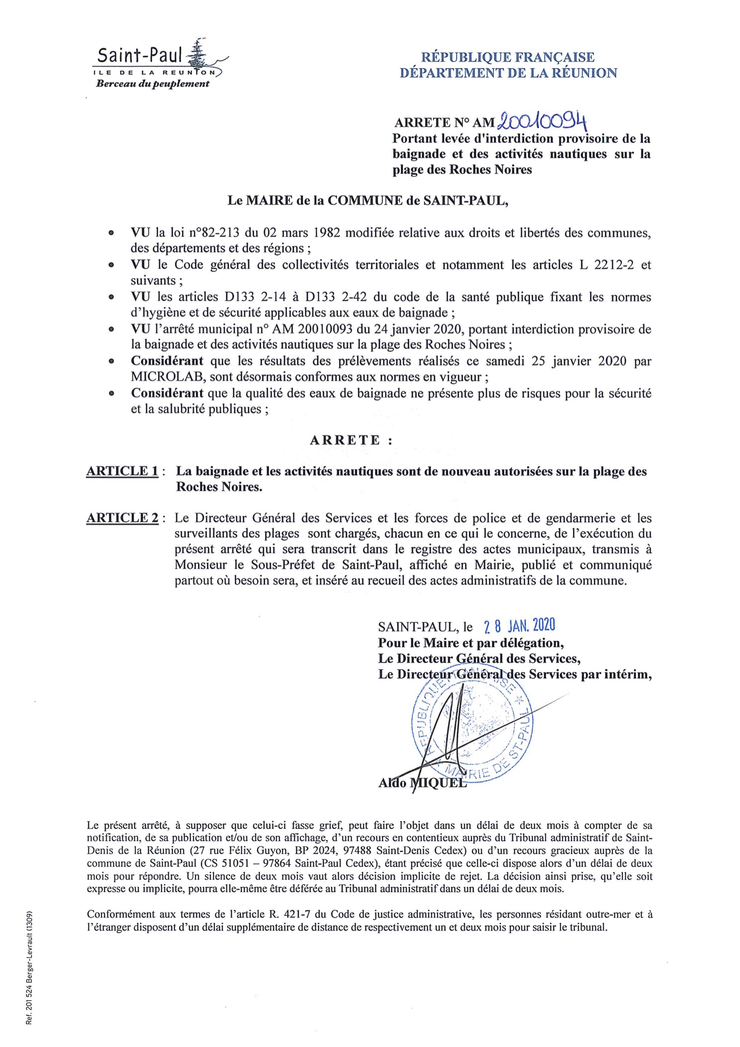 La baignade et les activités nautiques sont de nouveau autorisées aux Roches-Noires