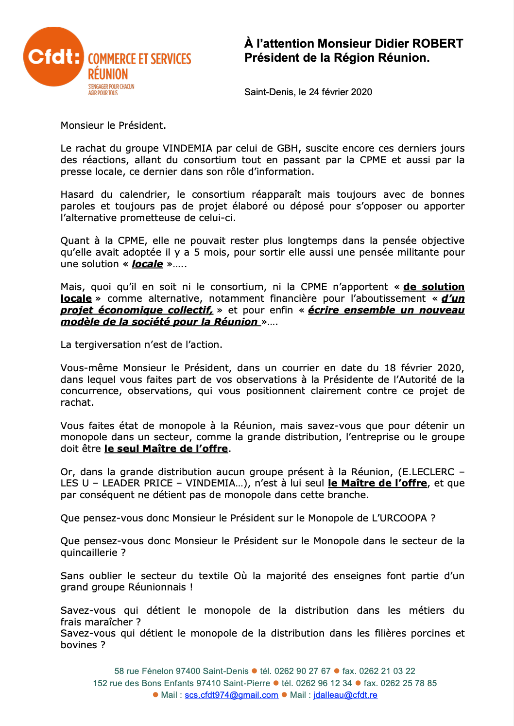 Rachat de Vindémia : la CFDT soutient GBH