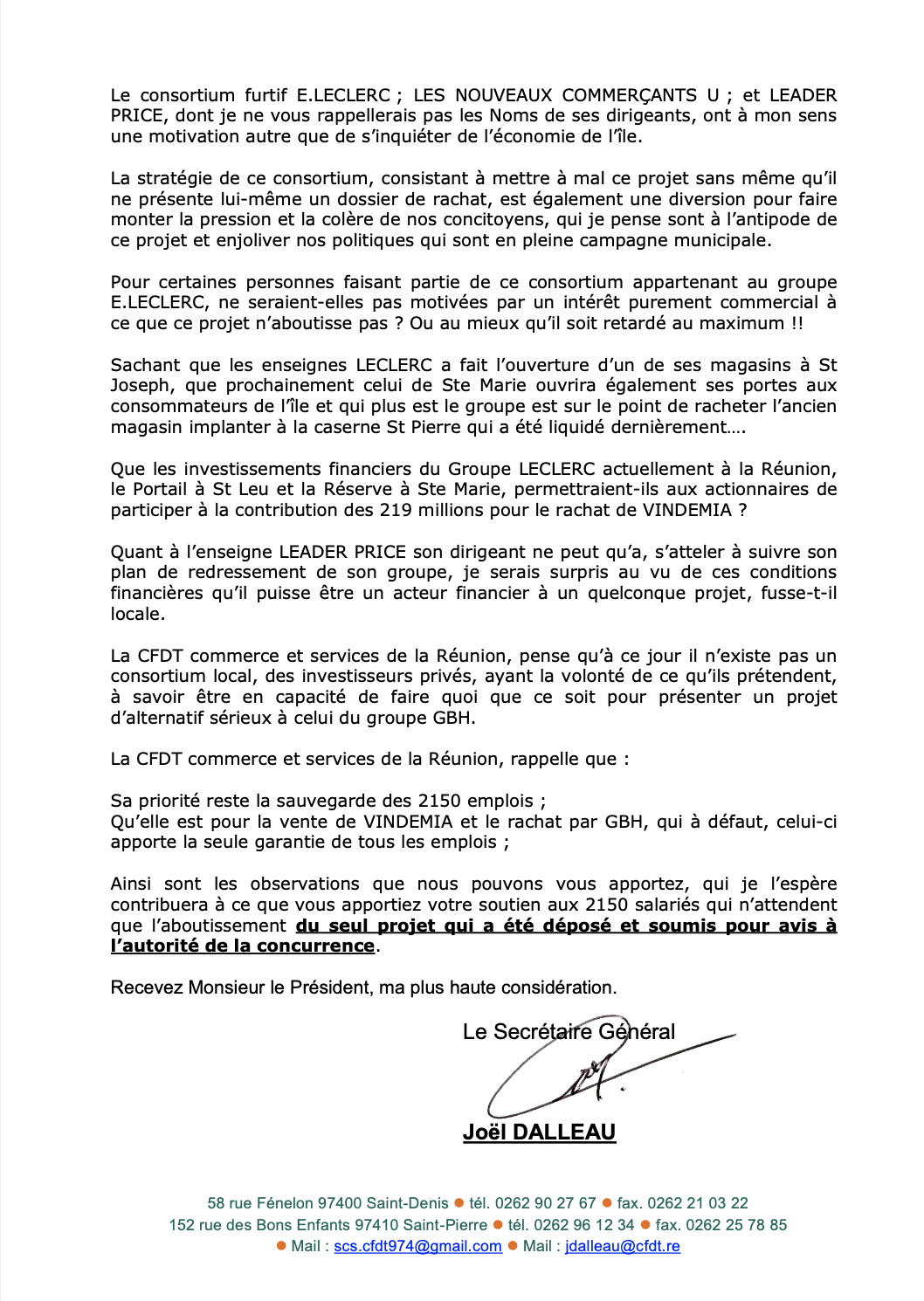 Rachat de Vindémia : la CFDT soutient GBH