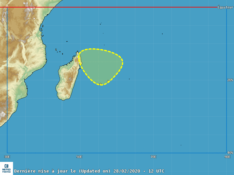 [Météo France] Risque très faible de formation d'une tempête tropicale à partir de mardi au Nord-Ouest des Mascareignes