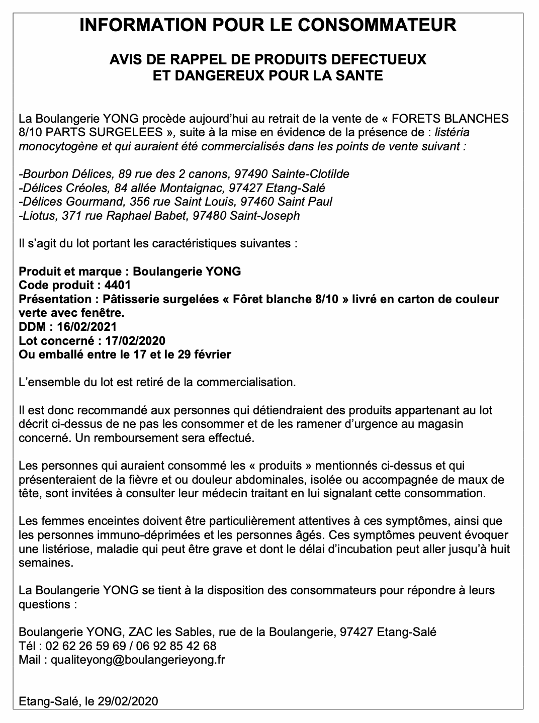 Risque de listeria : la préfecture rappelle des produits
