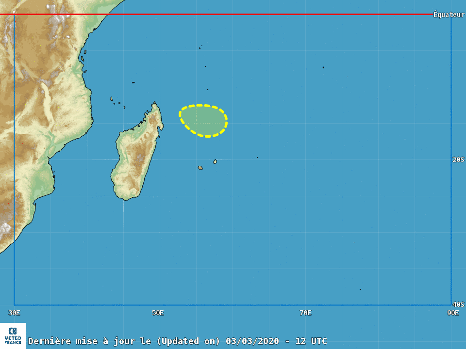 [Météo France/JTWC] La zone de basses pressions au Nord de Maurice reste désorganisée, faible potentiel d'intensification 