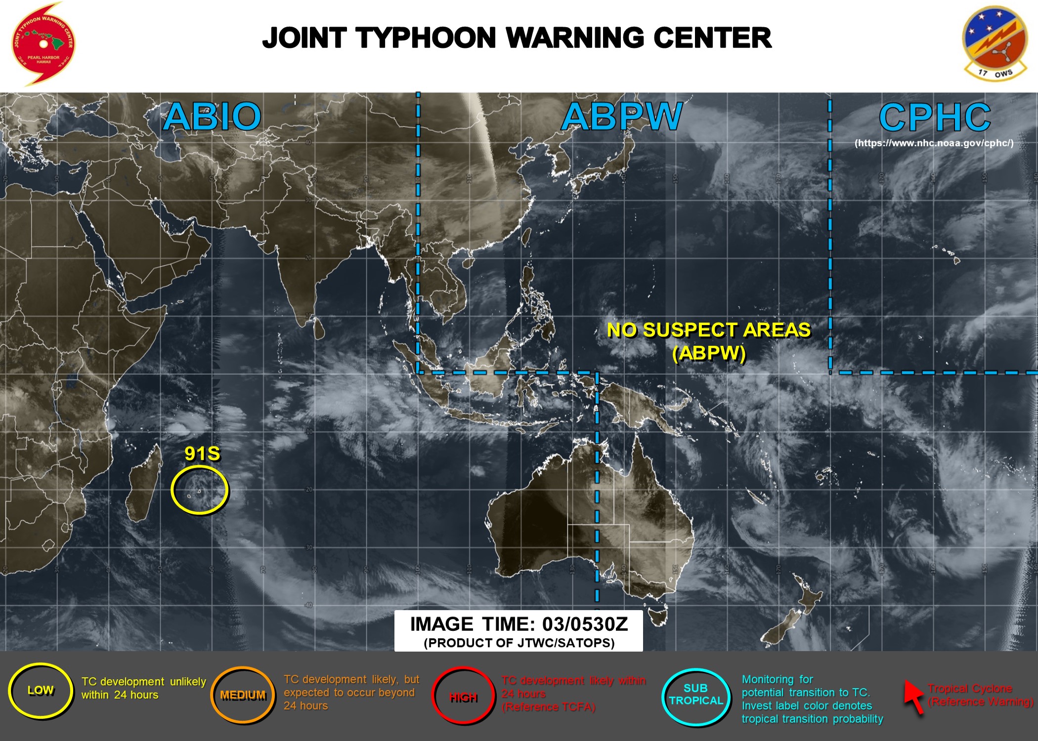 [Météo France/JTWC] La zone de basses pressions au Nord de Maurice reste désorganisée, faible potentiel d'intensification 