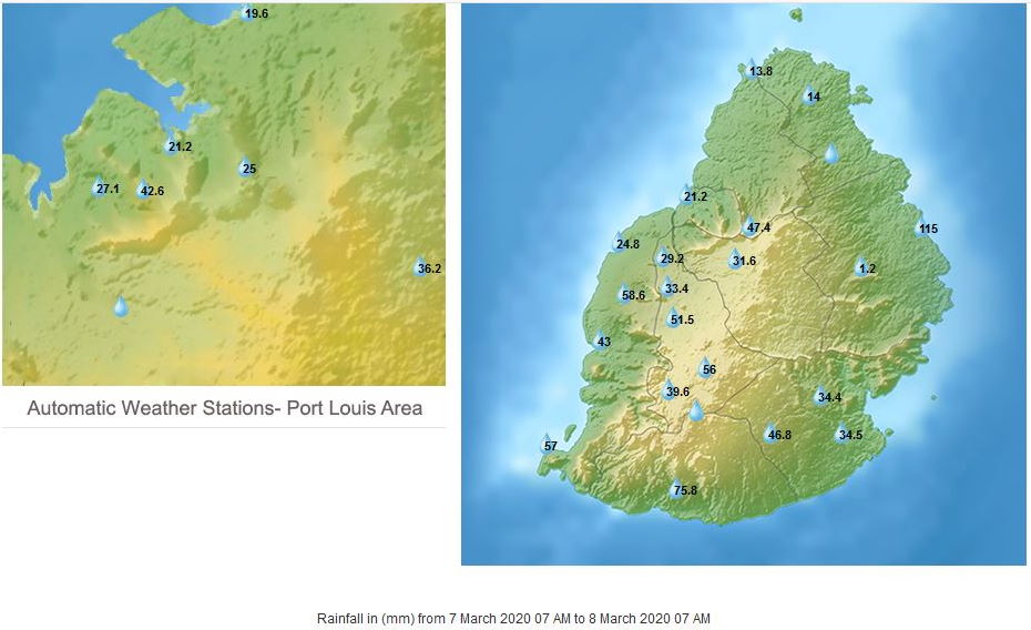 MAURICE: fortes pluies relevées à Belle-Mare et Saint Félix, le temps reste instable aujourd'hui