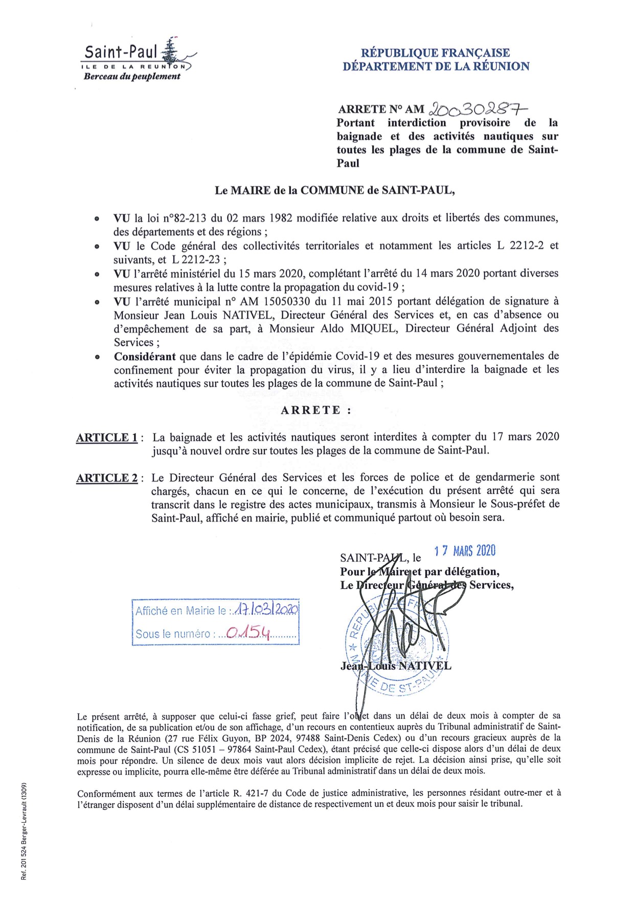 Covid-19 : Baignade et activités nautiques interdites sur toutes les plages de Saint-Paul