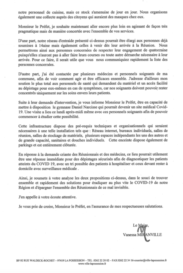 Vanessa Miranville propose le gymnase Daniel Narcisse comme site médical Covid-19