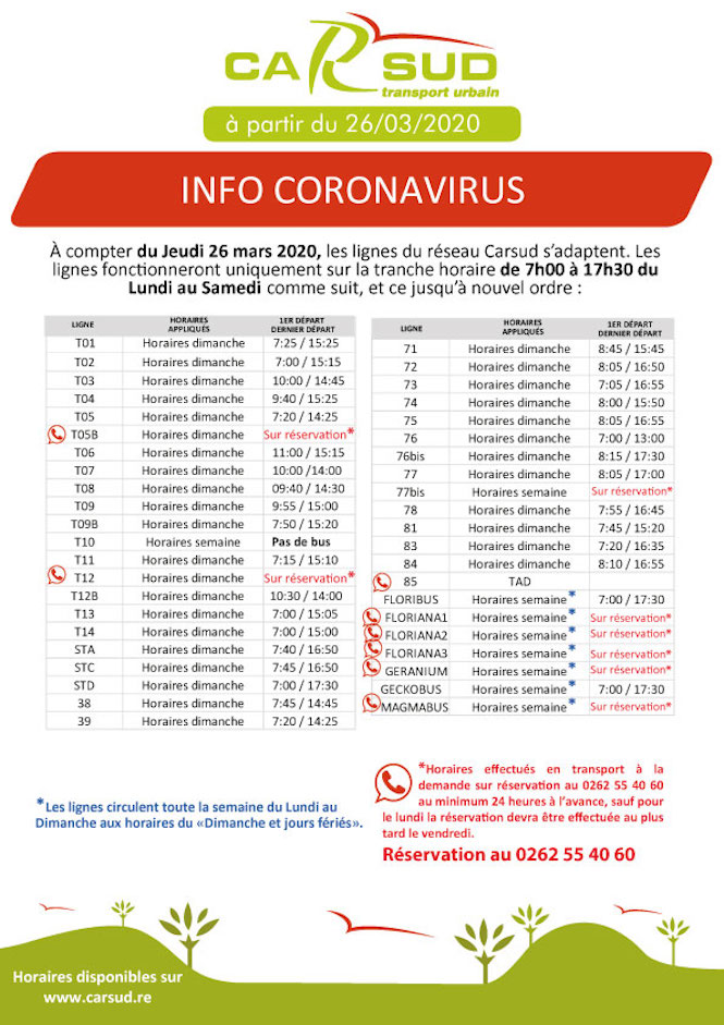 CARSUD: Horaires adaptés et pas de circulation le dimanche