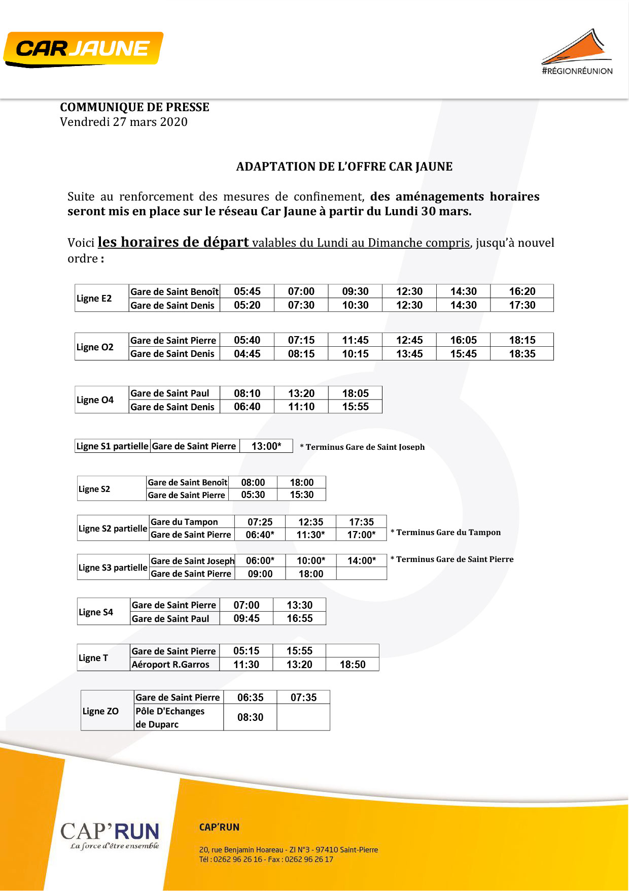 Car Jaune - plan de continuité des services