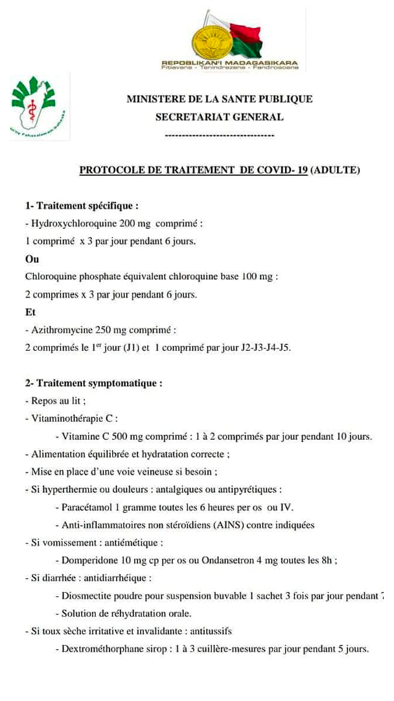 Coronavirus : Madagascar autorise la chloroquine…et s’offre la paternité de la découverte