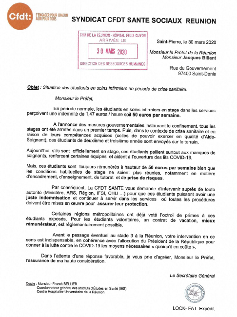 Etudiants infirmiers à 1,47€ de l'heure: La CFDT réclame une