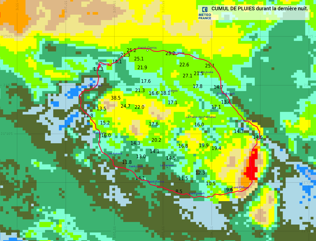 [Météo France] Une centaine d'impacts de foudre a touché la Réunion la nuit dernière