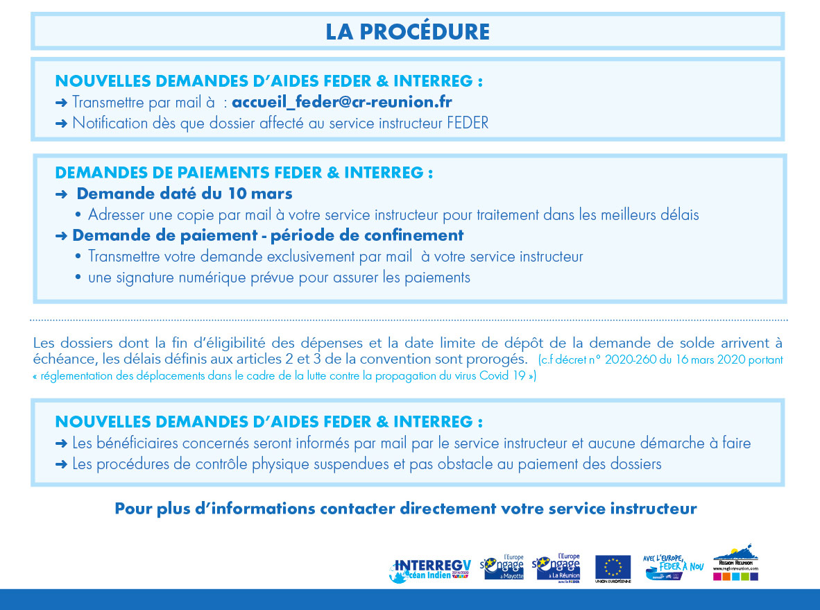 Informations bénéficiaires FEDER et INTERREG V OI