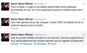 Samir Nasri s'excuse sur Twitter