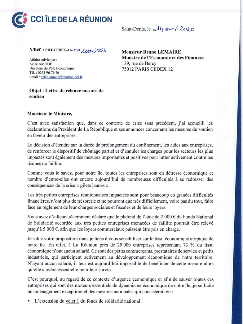 La CCIR demande au ministre de l’Économie l’adaptation des mesures gouvernementales pour les entreprises réunionnaises