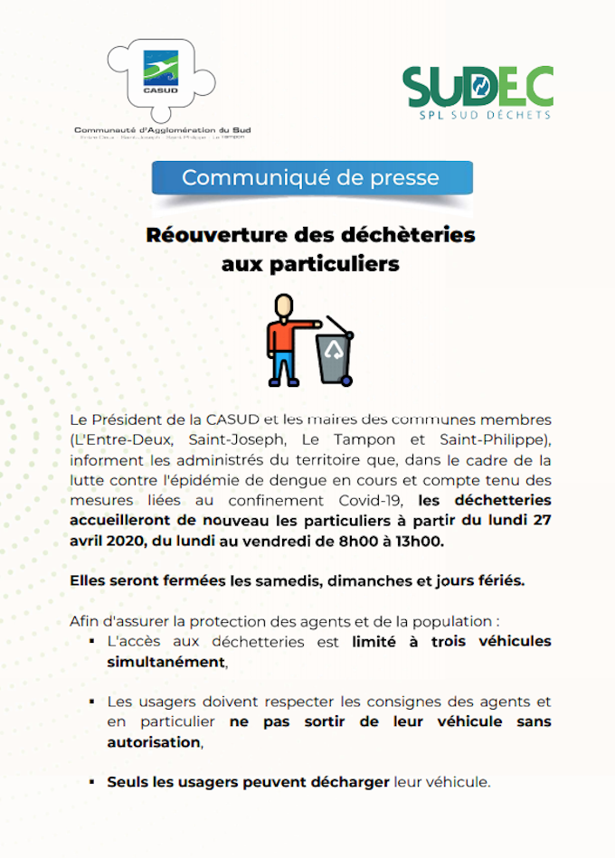Réouverture des déchèteries aux particuliers