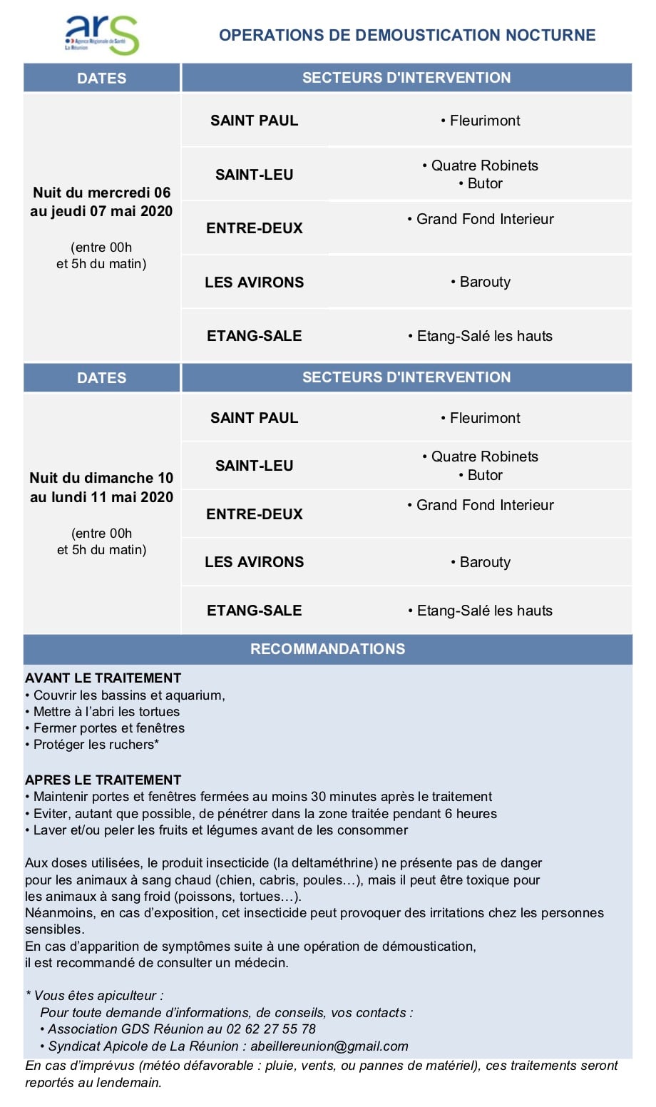 Dengue : Retrouvez les dates des opérations de démoustication nocturne à Fleurimont