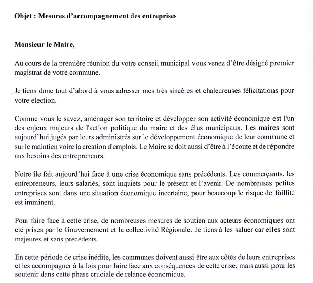 Ibrahim Patel propose aux maires élus une série de mesures pour aider les entreprises