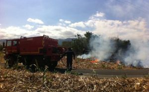 Les pompiers interviennent sur un feu de cannes à St-Louis, l'oeuvre d'un incendiaire ?