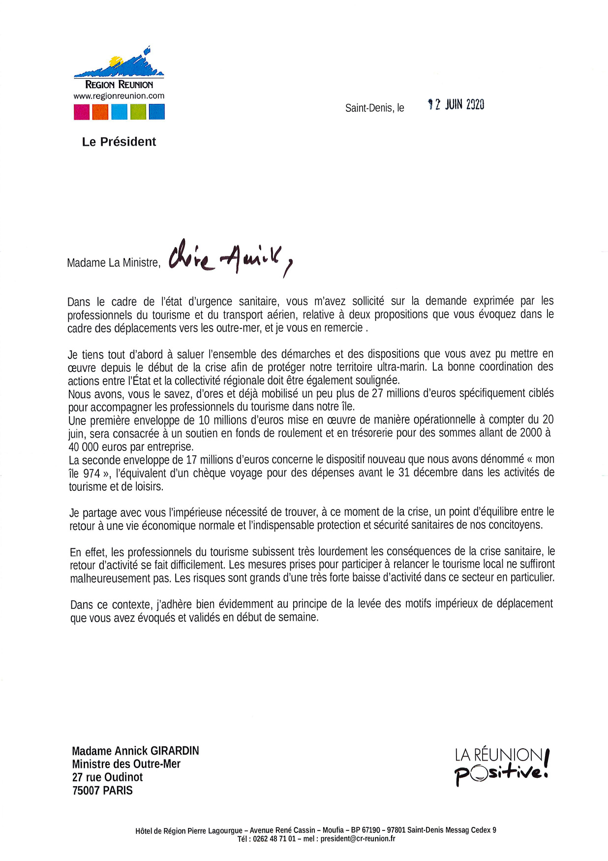 Crise du tourisme à La Réunion : Didier ROBERT interpelle la Ministre des outre mer