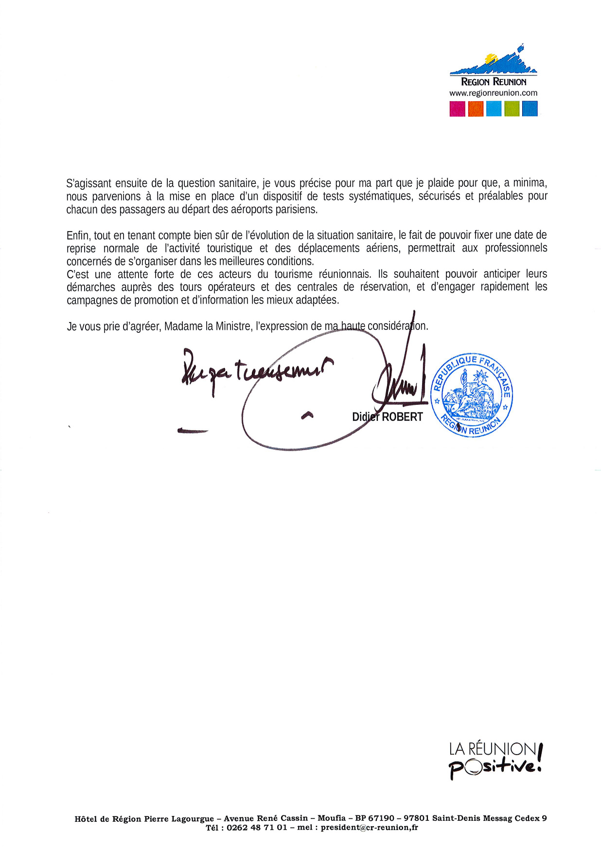Crise du tourisme à La Réunion : Didier ROBERT interpelle la Ministre des outre mer