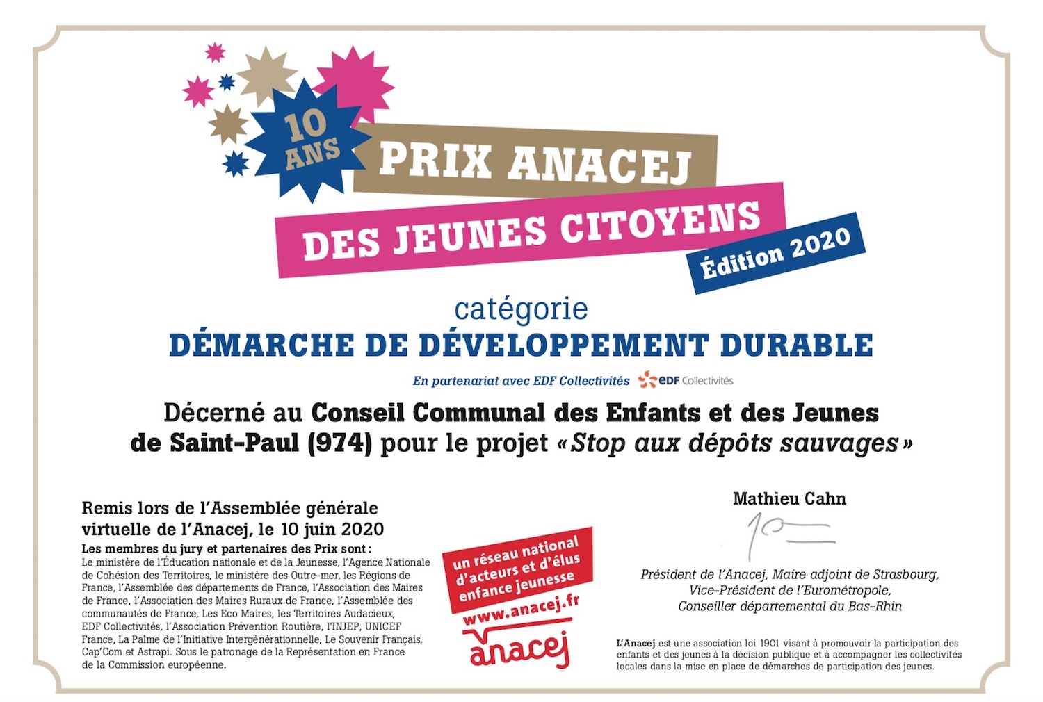 CCEJ : Le projet “Stop aux dépôts sauvages” récompensé !