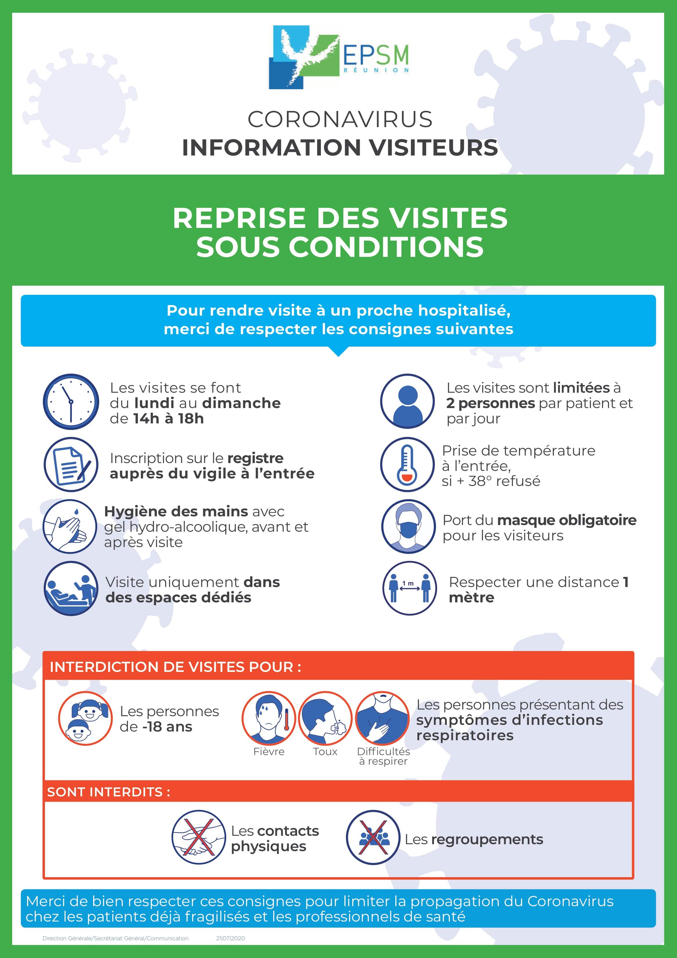 Les visites au CHOR et à l’EPSMR de nouveau autorisées