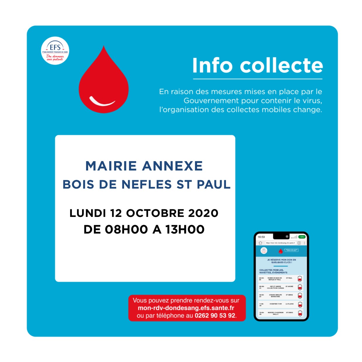Retrouvez le planning des collectes de sang pour le mois d’octobre 2020