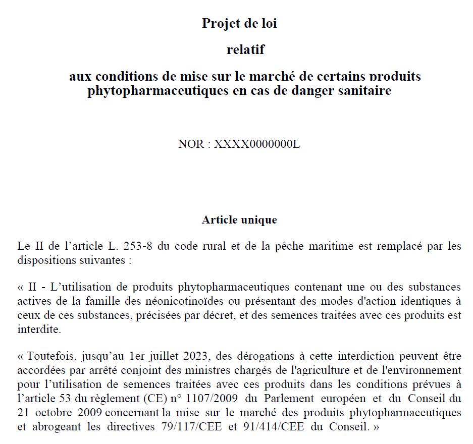 Non aux dérogations concernant les néonicotinoïdes !