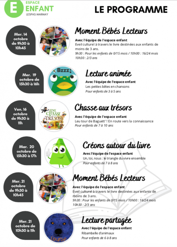 LEU réseau de lecture publique : le programme animations d’octobre 2020