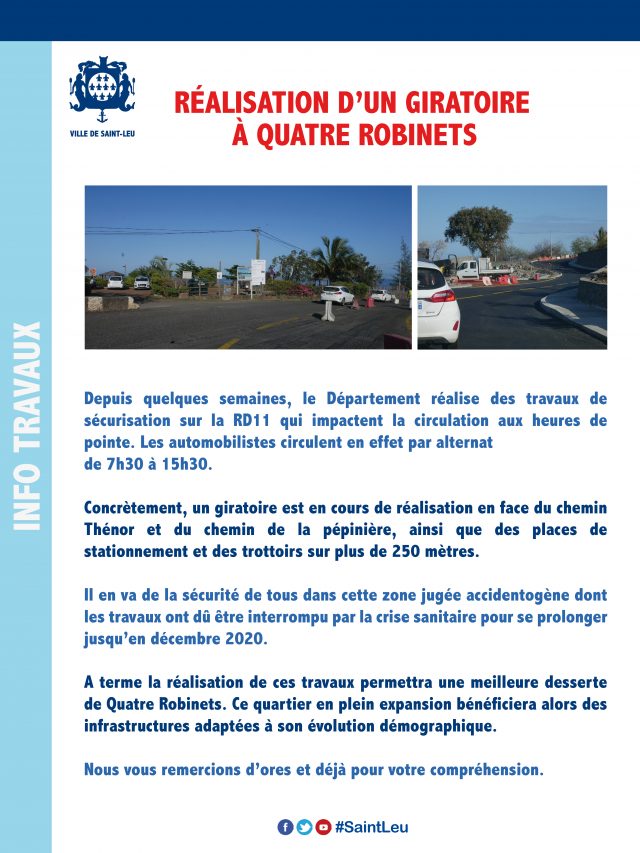 Réalisation d’un giratoire à Quatre Robinets