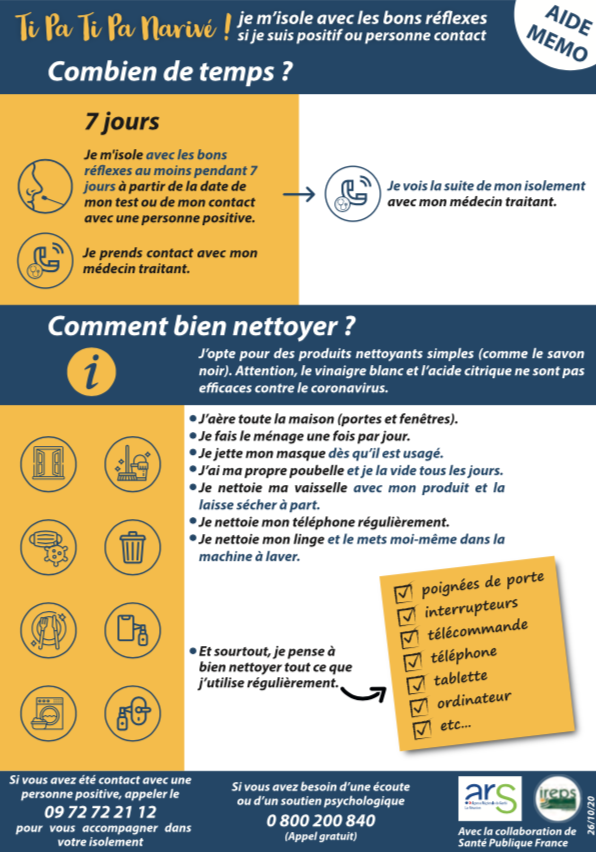 L’IREPS Réunion rappelle les bons réflexes en cas de contact avec le Covid ou de test positif
