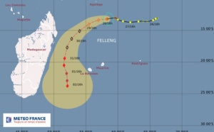 La tempête tropicale modérée Felleng située à 900 km de la Réunion
