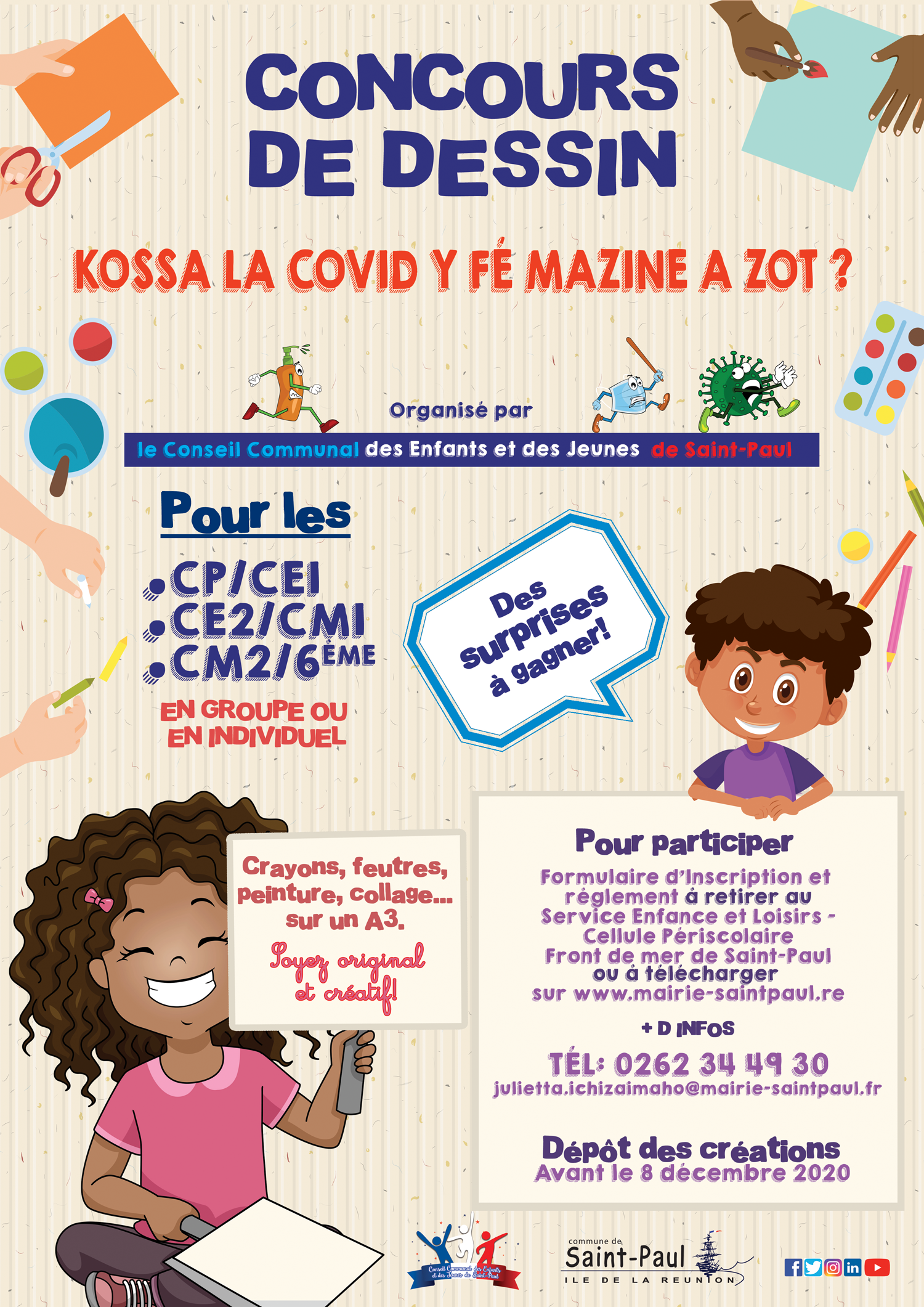 Marmailles, “Kossa la covid y fé mazine à zot?”