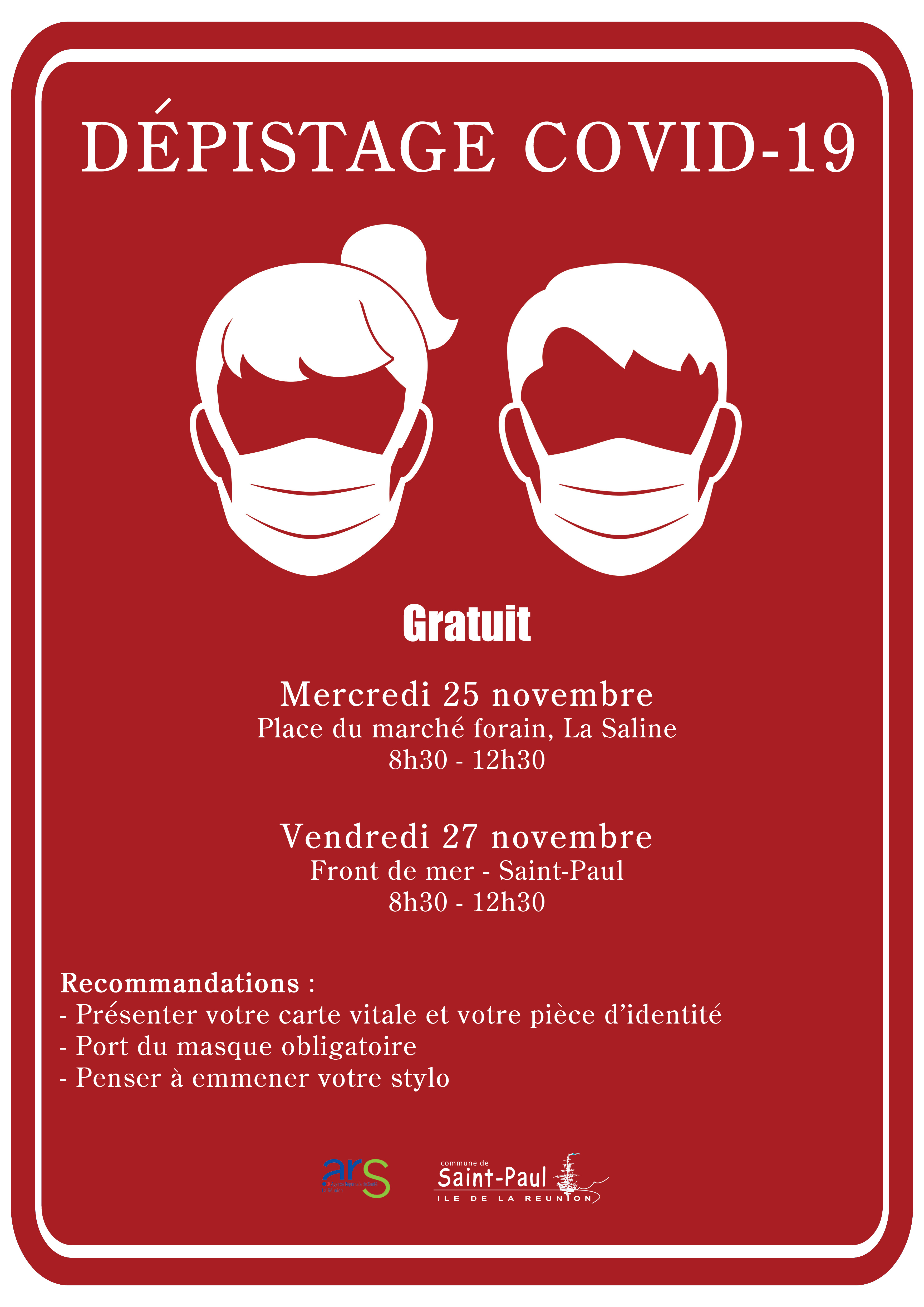 Premier dépistage grand public à la Covid-19 ce mercredi à la Saline