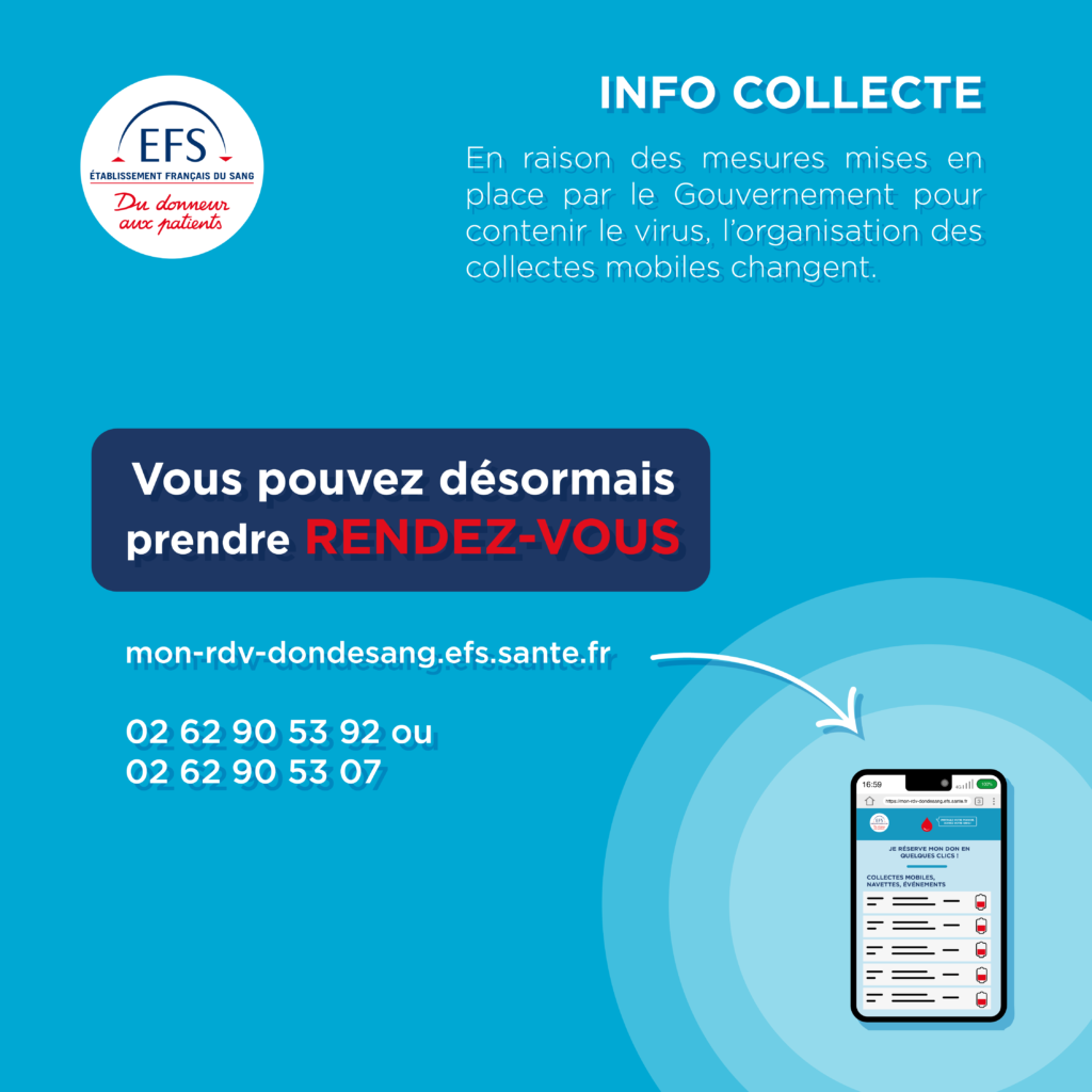 L’EFS organise deux collectes de sang à la Mairie de Saint-Gilles les Hauts