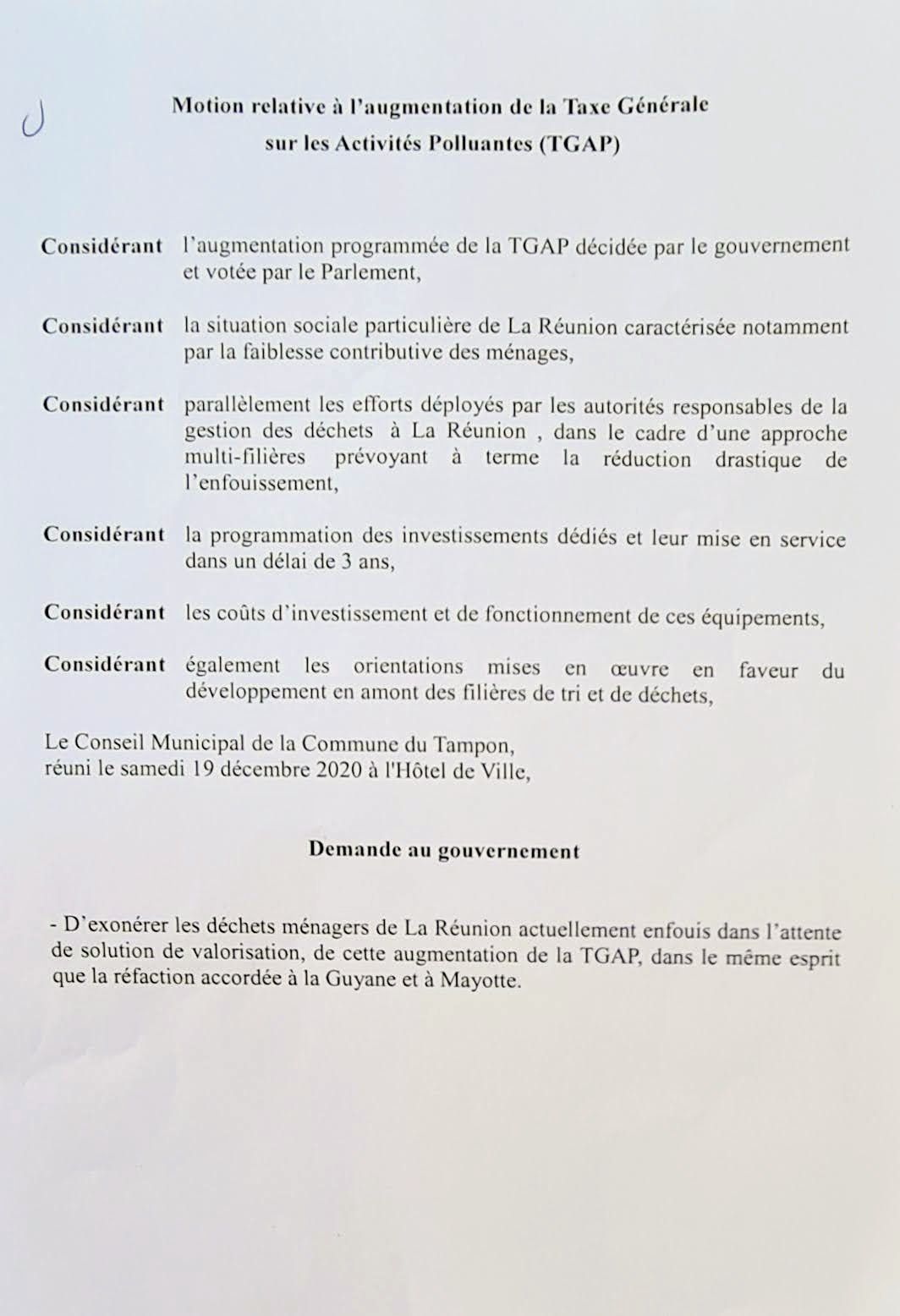 Résumé de la séance du Conseil municipal du 19 décembre